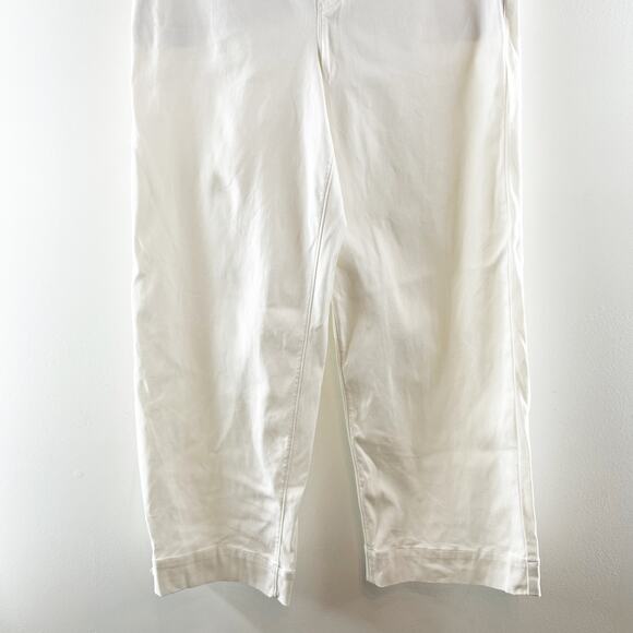 Spanx High Rise Cropped Twill Wide Leg Pants Trousers White Large - Picture 10 of 10